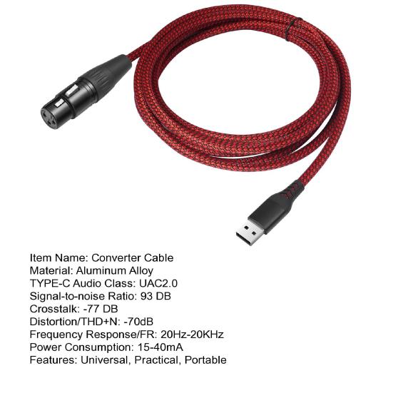 Кабель-адаптер USB папа к XLR мама Простой в использовании Универсальный кабель-конвертер для микрофона Plug-and-Play Студийный аудиокабель