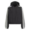 FW24 Woven Jacket 3-Stripes Series Pilot Sports Casual Hooded Zip Long Sleeve Jacket Women Jackets Black JN0757