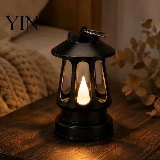 Battery Operated Lantern Retro LED Lantern, Realistic Flame Decorative Table Lamp, Cozy Indoor Hanging Light for Bedroom Garden Patio Decoration