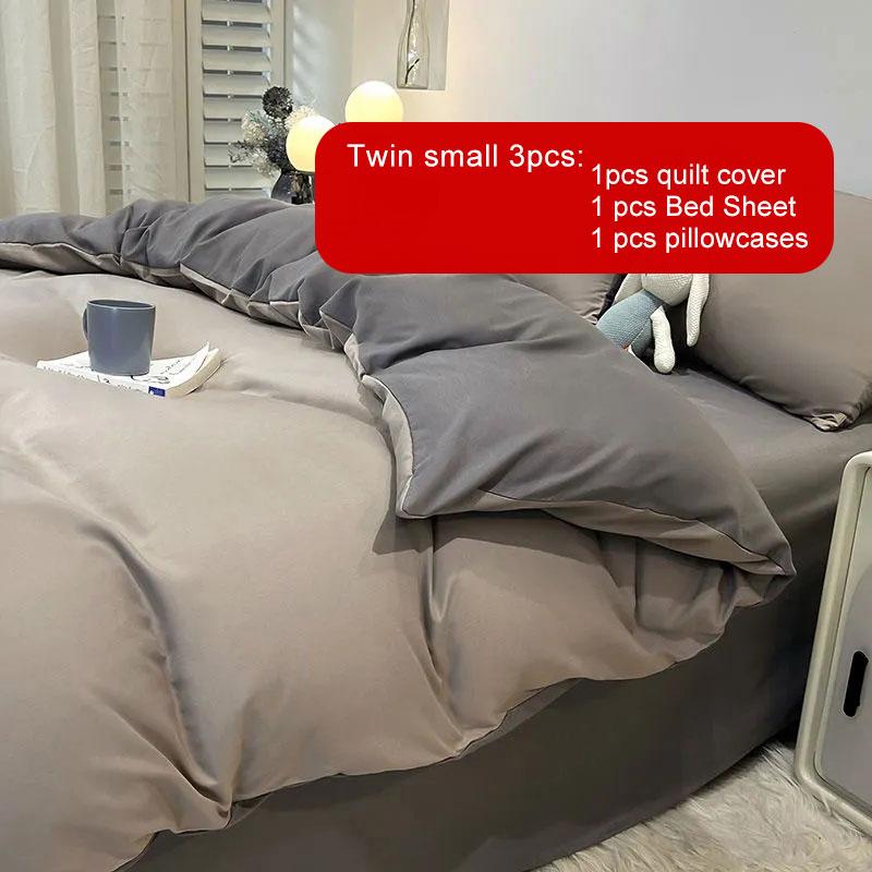 3/4pcs/set Double Solid Color Quilt Cover Four Piece Set Student Dormitory 1.2m Bedding Three Piece Set Double Bed Comfortable Sheet Home Textile