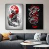 Modern Art Chinese Flying Dragon Tengun Goes In Fog Canvas Paintings Posters and Prints Decoration for Home, Living Room
