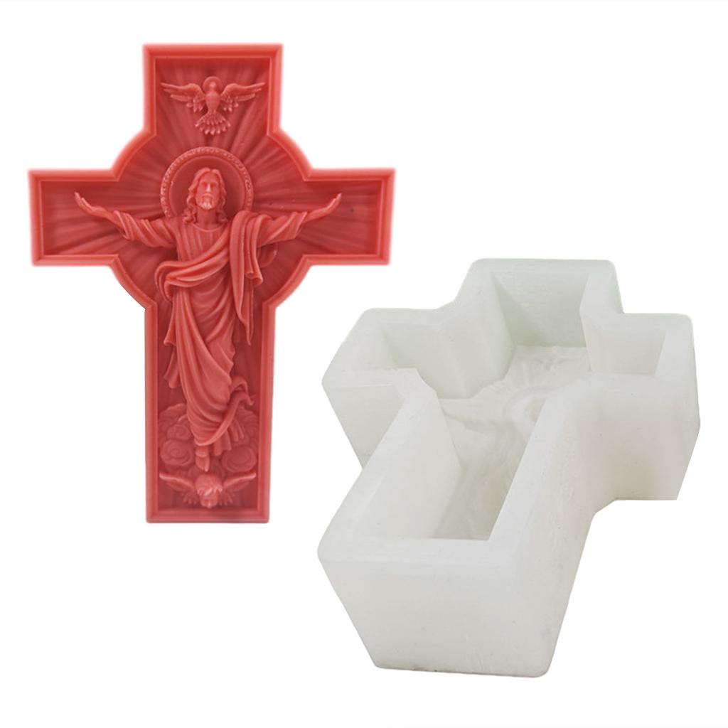 Religious Cross Candle Mold Scalpture Candle Mold for DIY Candle Gypsum Ornaments Home Decorations Epoxy Resin Casting