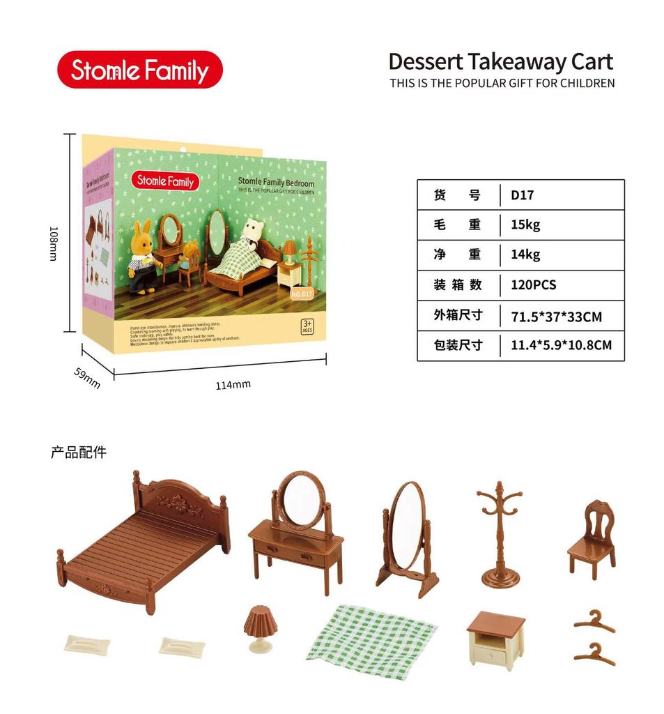 Forest Villa Set Toys Forest Animals Family Mini Furniture Model Living Room Bedroom Tv Refrigerator Ornament