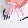 Розовый 2/4 шт., высококачественный пинцет для бровей, красота, съемник тонких волос, наклонные зажимы для бровей из нержавеющей стали, инструменты для удаления макияжа
