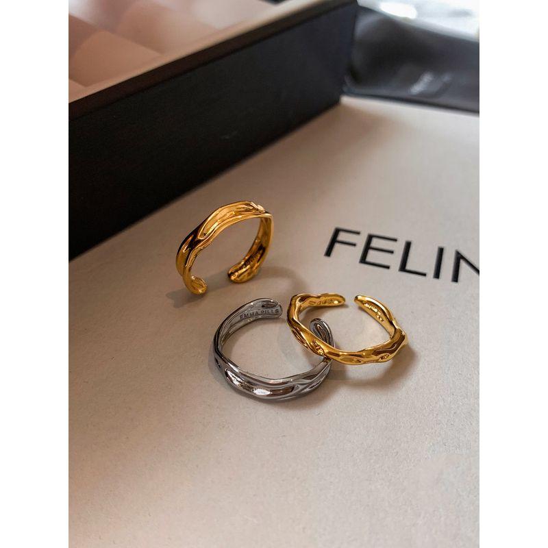 Irregular Liquid Metal Rings for Women, Light Luxury, High-End Feel, Gold and Silver Color, Middle Finger and Index Finger Rings, Niche Design