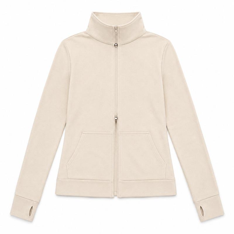 Women S Zip Up Stand Collar Long Sleeve Slim Fit Fleece Sweatshirt Yoga Base Layer