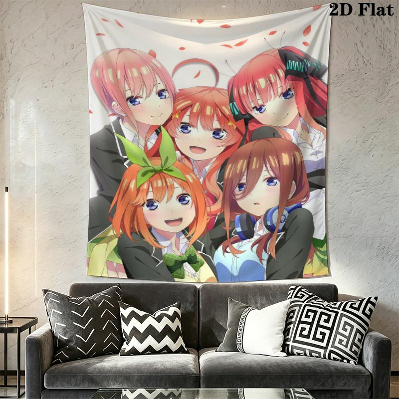 The Quintessential Quintuplets Wall Tapestry Aesthetic Wall Hanging Printed Fabric Blanket Decorative Tapestries for Bedroom Living Room Home Decor