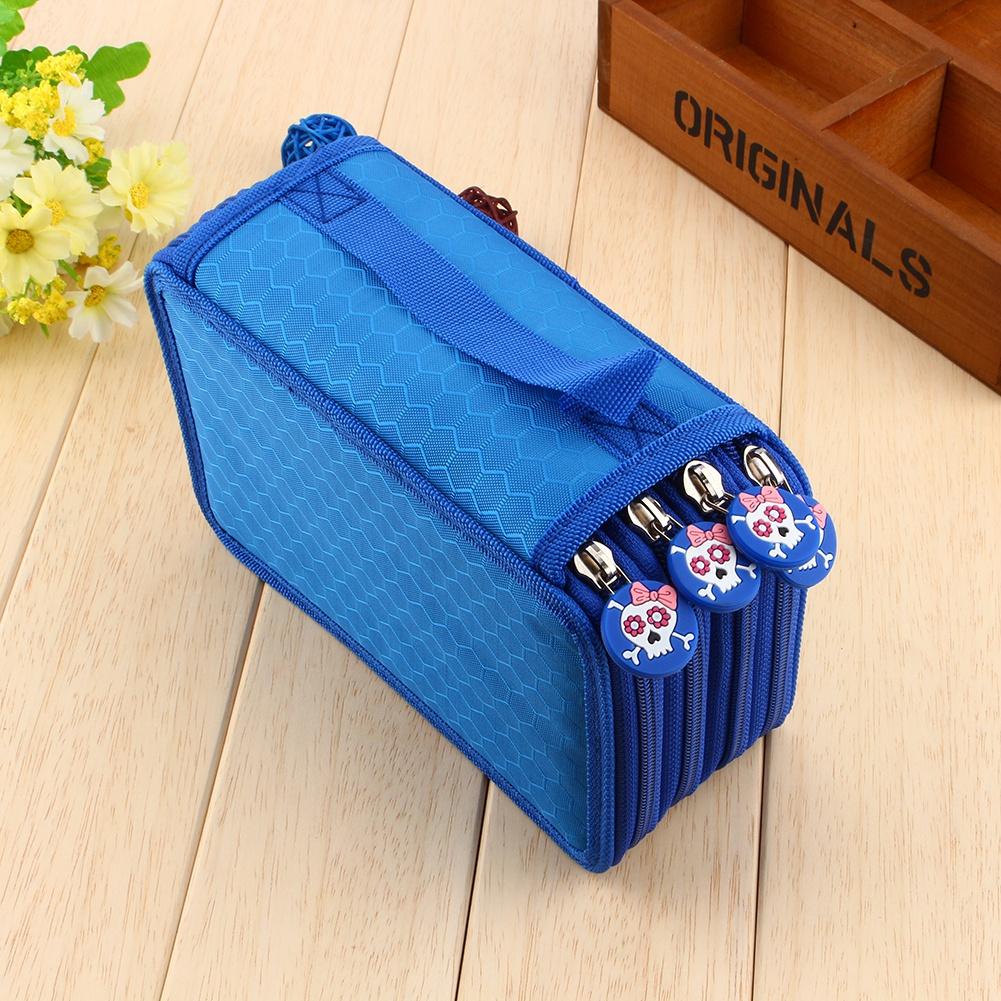 ZJchao 72pcs Colors Pencil Case Pen Bag Pouch Large Capacity Multi Layer Pencil Organizer Blue