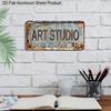 Плоский 2D, 1 шт. Винтажная алюминиевая табличка "ART STUDIO", 12''x6'' Потертый ретро настенный декор, Идеально подходит для художественной студии, творческого пространства и мастерской художника
