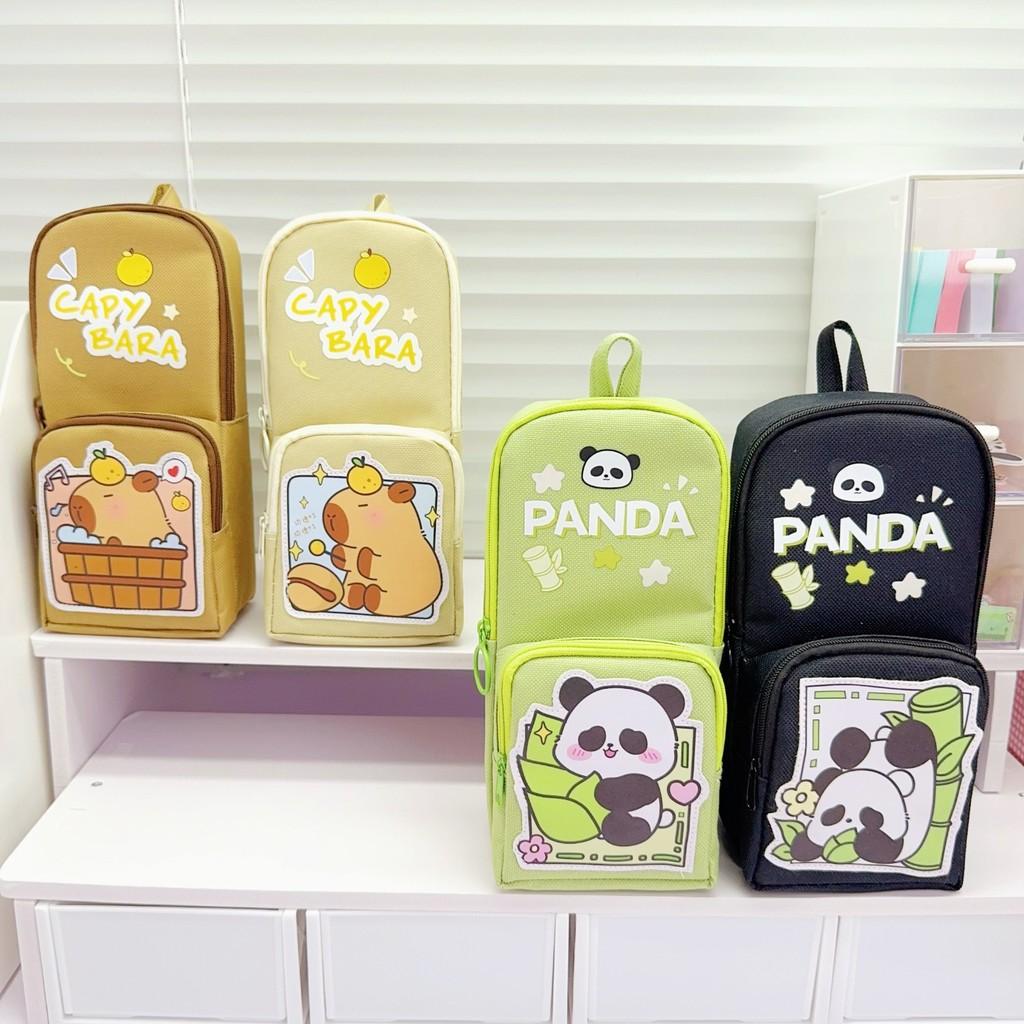 Cartoon Panda Pencil Case With Large Capacity For Students Durable Oxford Material