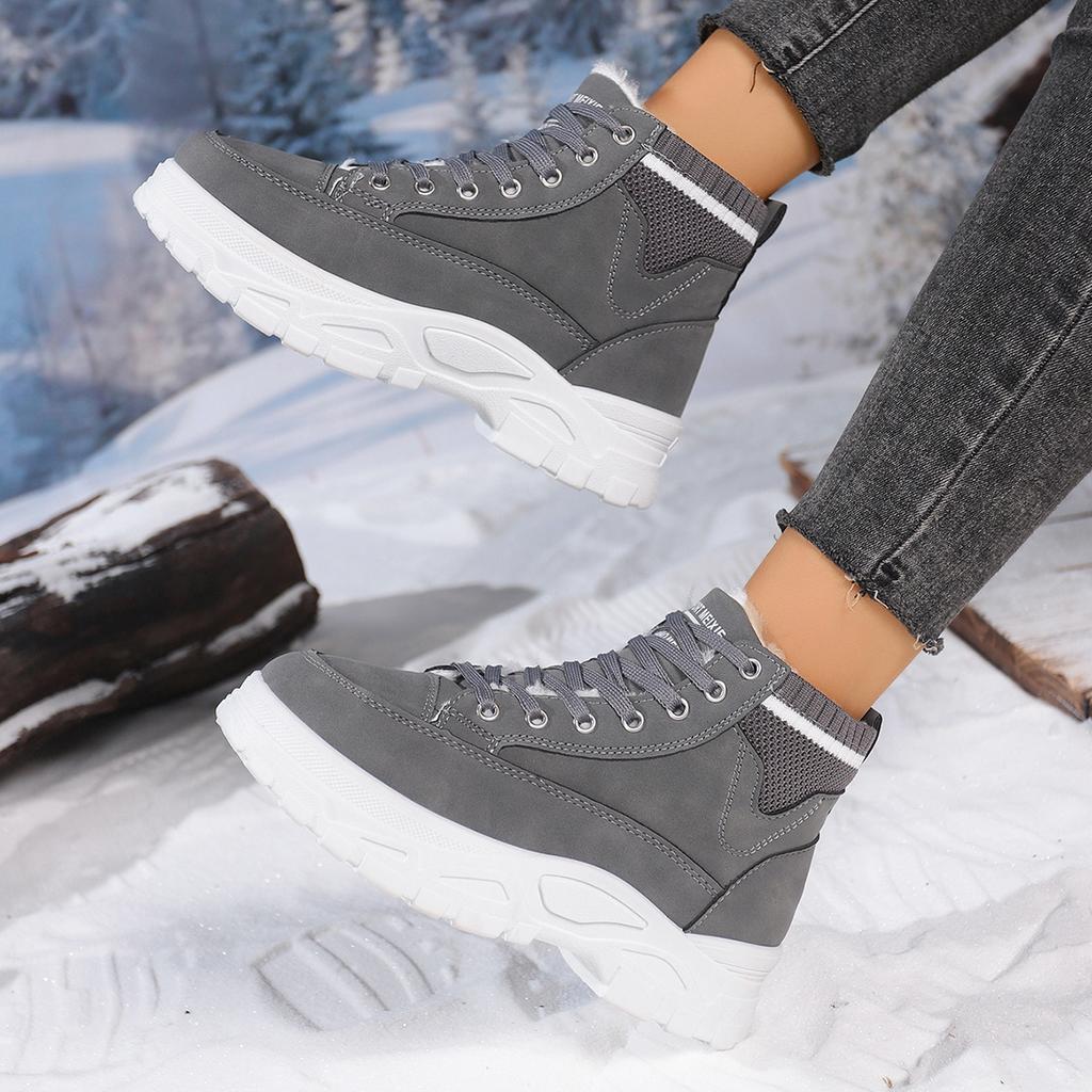 Модные женские зимние ботинки на платформе, спортивные ботильоны, зимняя теплая обувь с высоким верхом из хлопка, модные водонепроницаемые ботинки с увеличением высоты для женщин