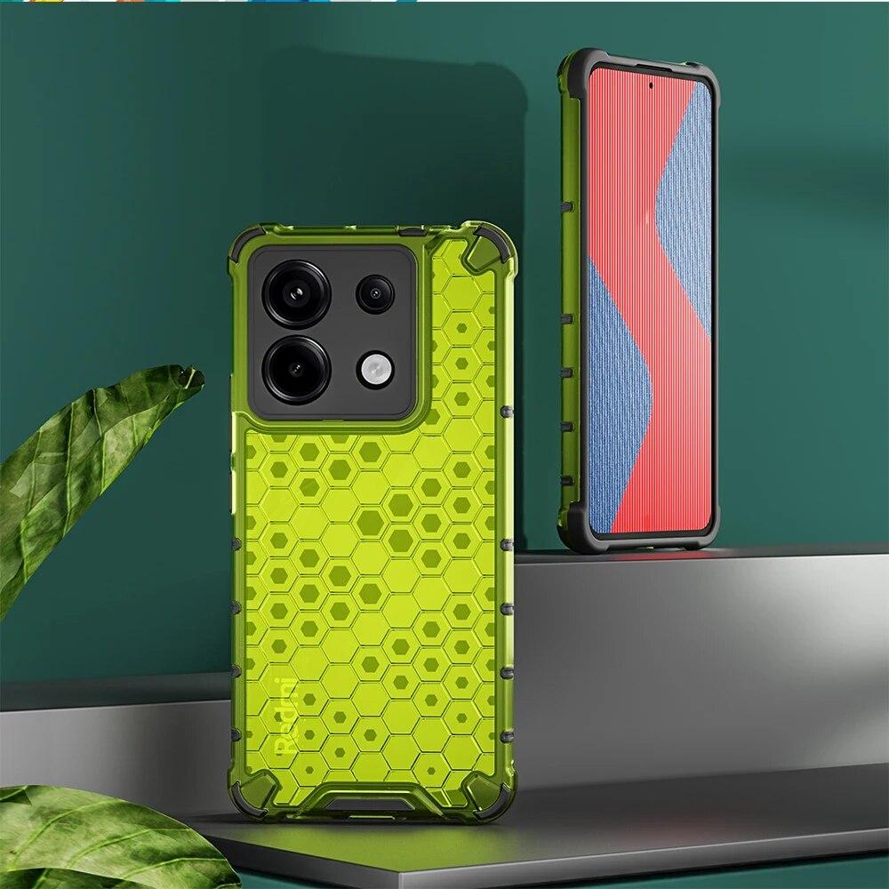 KEYSION Shockproof Armor Case for Redmi Note 13 Pro 5G Silicone+PC Transparent Honeycomb Phone Cover for Redmi Note 13 Pro+ 5G