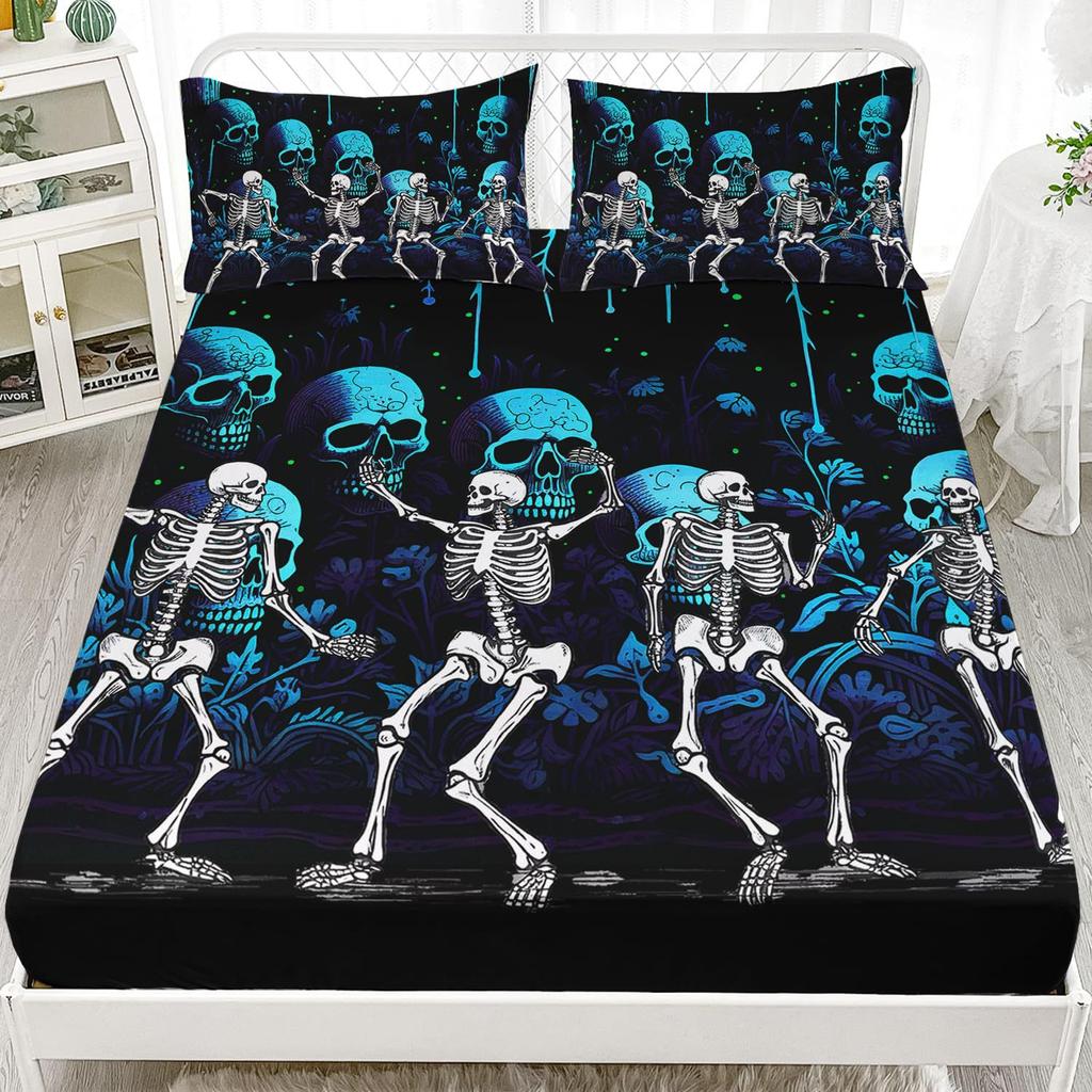 Butterfly Skull Personalized Pattern Mattress Three-Piece Digital Printing Bedding Set Children Adult