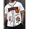Summer 3D Letter Baseball Print Men's Adult T-shirt Breathable and Quick Drying