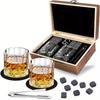 1 Set, Whisky Stones And Glass Set, Wine Glass, Ice Tong, Whiskey Stones, Ice Stone, Bar Supplies, Portable Wine Set