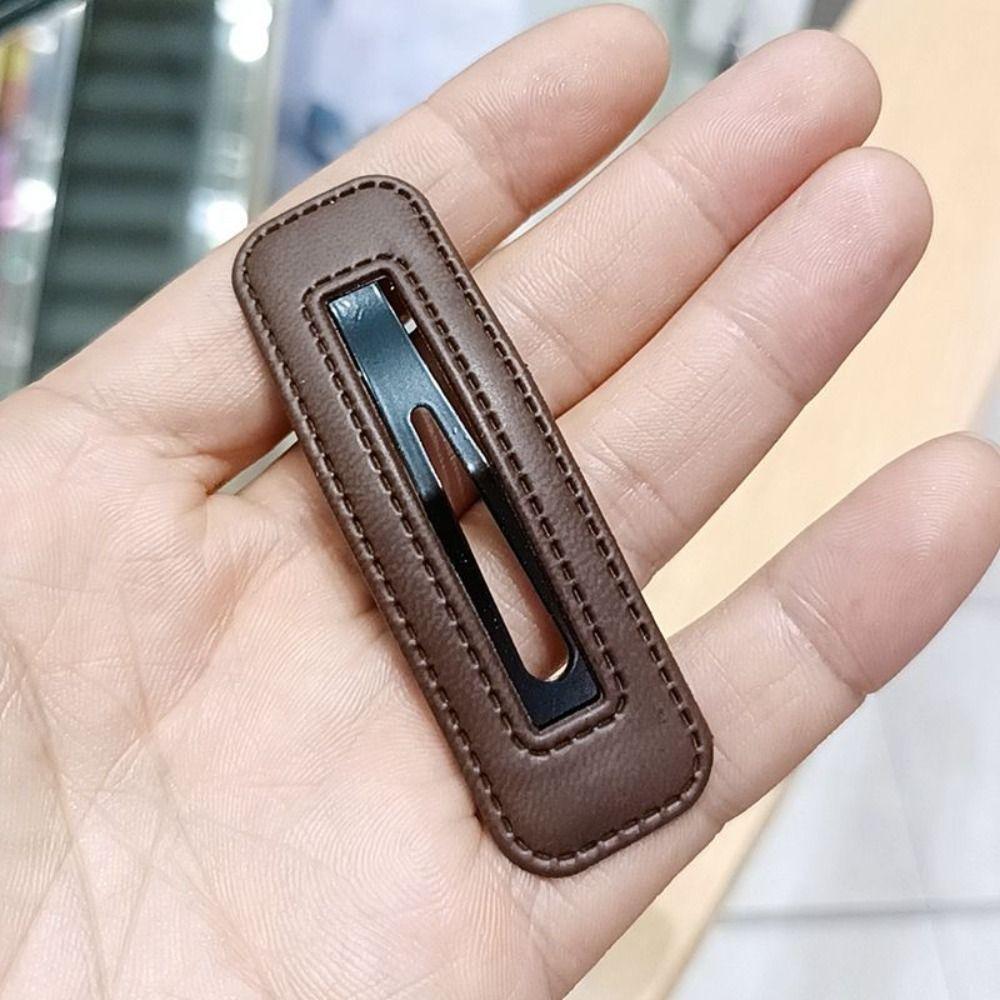 Geometry Square Leather Hair Clip Pu Leather Side Clip Cute Girl Hairpin Travel