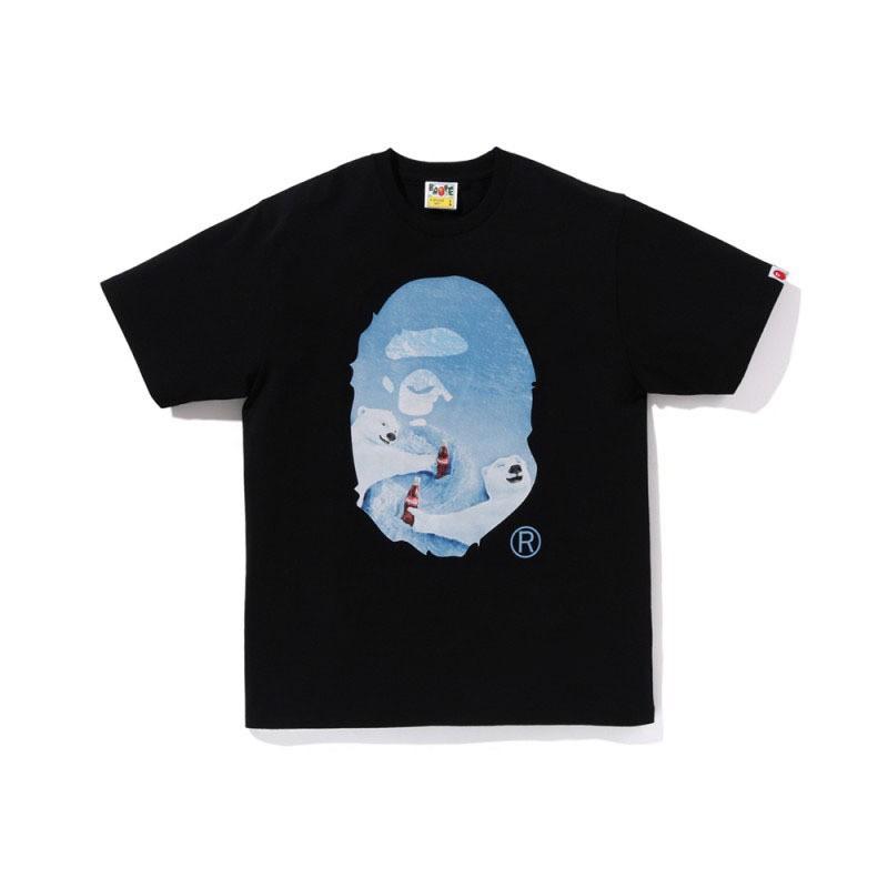 2026 BAPE Камуфляж с головой обезьяны Графическая футболка Унисекс Короткий рукав Круглый вырез Хлопковая футболка Мужчины Женщины