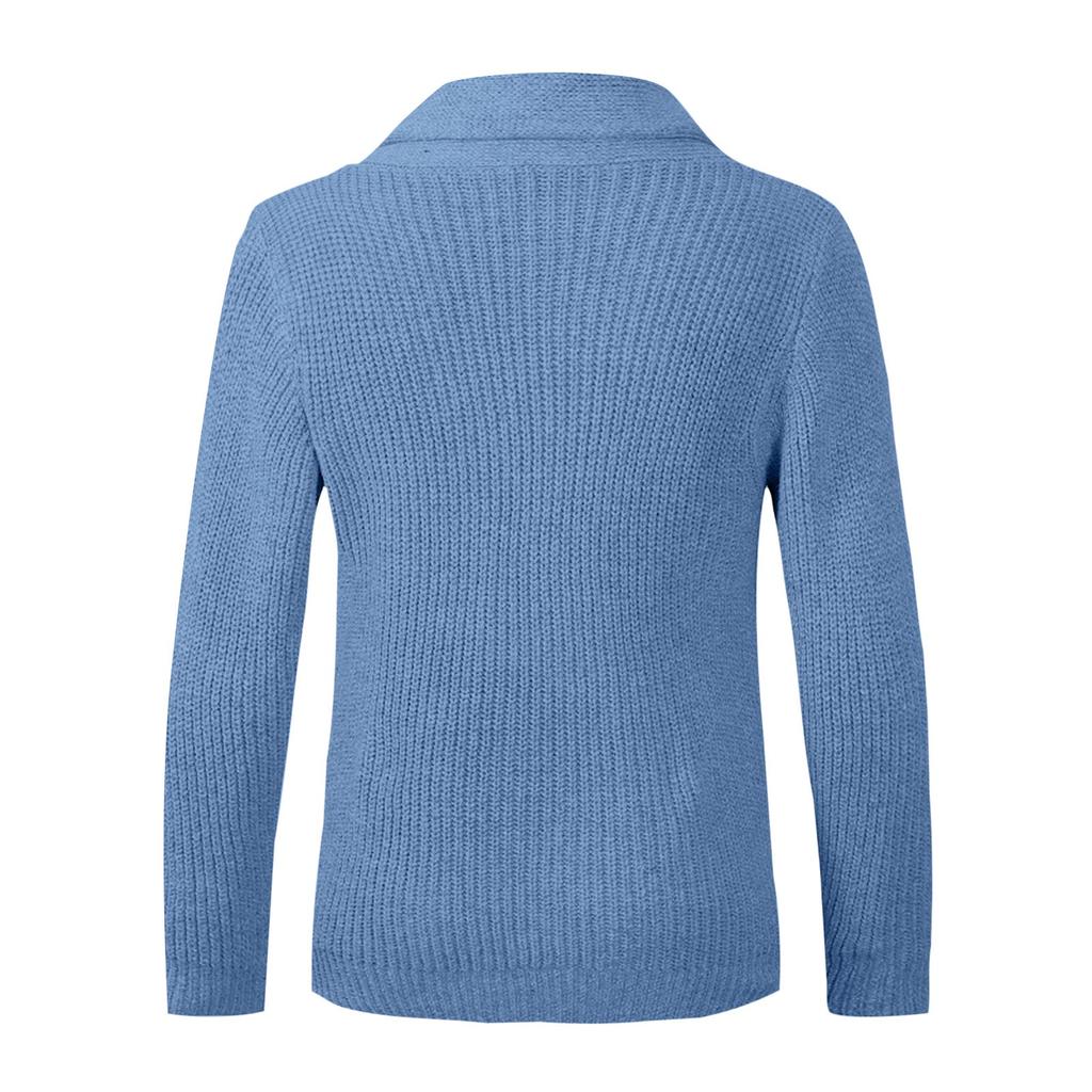 Мужской однобортный свитер с воротником-стойкой, молодежный модный повседневный свитер