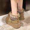 Модные женские уличные ботинки на платформе, нескользящие ботильоны с коротким голенищем, зимние ботильоны с плюшевой подкладкой, теплая женская повседневная обувь для ходьбы
