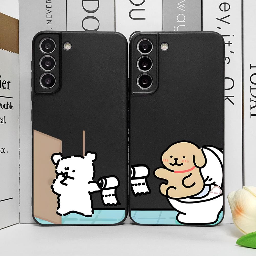 Забавный чехол для телефона с изображением пары собак для Samsung Galaxy S25 Plus S21 FE S22 S23 S24 Ultra Ударопрочный Мягкий чехол Парные Fundas Skin
