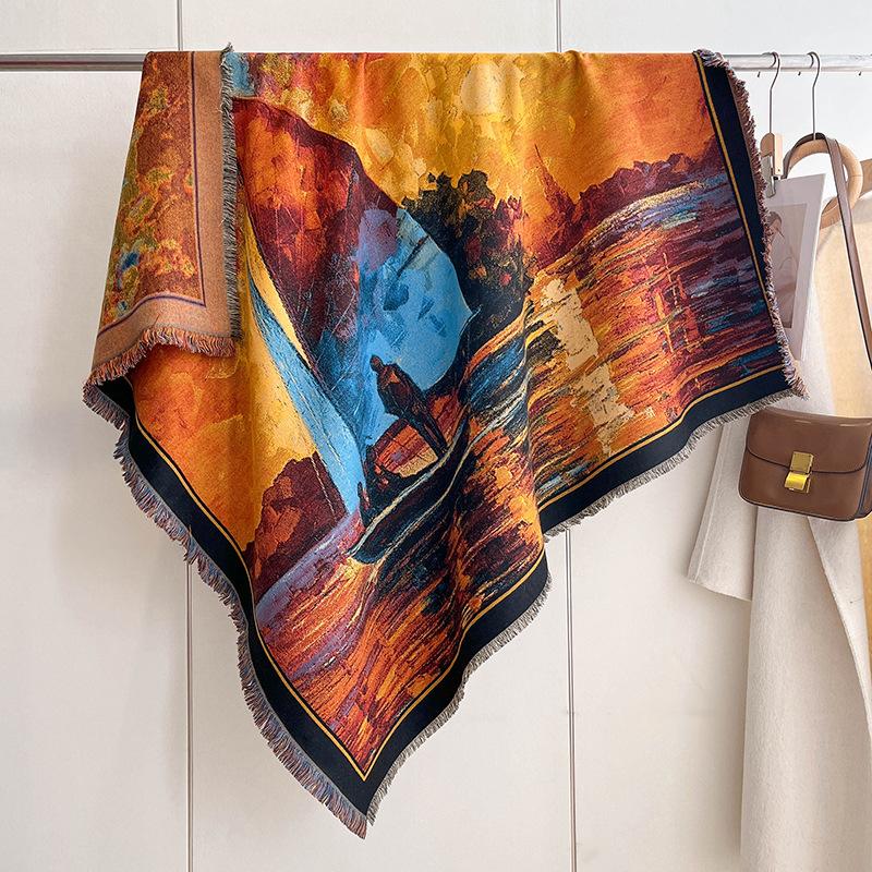 Imitation Cashmere Air-Conditioned Room, High-End Shawl, Big-Name Internet Celebrity Warm Scarf, Versatile Square Scarf