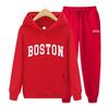 Спортивный костюм BOSTON с принтом, комплект из 2 предметов, толстовка с длинными рукавами, брюки для бега, лоскутный костюм для фитнеса, пуловер с капюшоном, толстовка