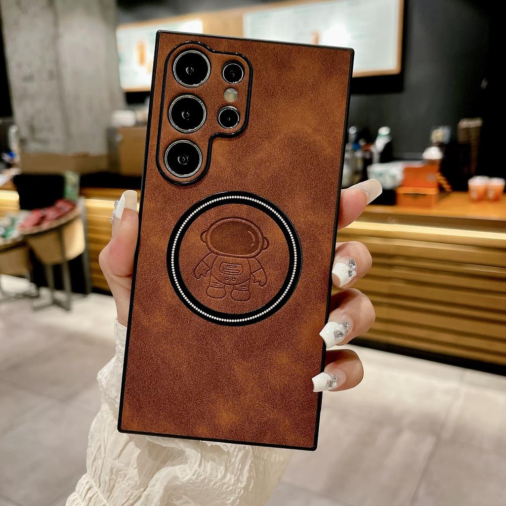 Подходит для Samsung S25ultra Чехол для мобильного телефона из овчины Астронавт S24U Магнитный S23 Fe Мультяшный S22