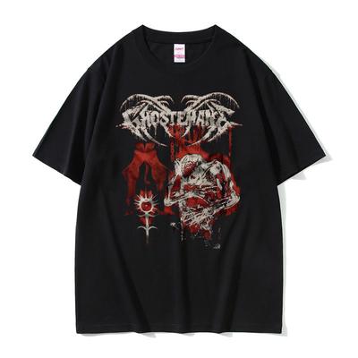 Футболка с принтом Ghostemane, мужская, с коротким рукавом, готическая, оверсайз, мужская уличная одежда, мужская женская мода, винтажная металлическая рок-футболка