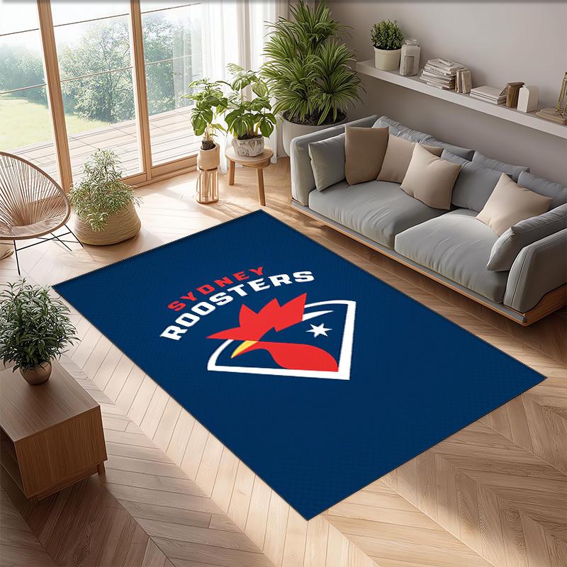 Sydney Roosters Crystal Velvet Carpet Soft Anti?Slip Floor Mat Comfortable Home Living Room Bedroom Decor Rug
