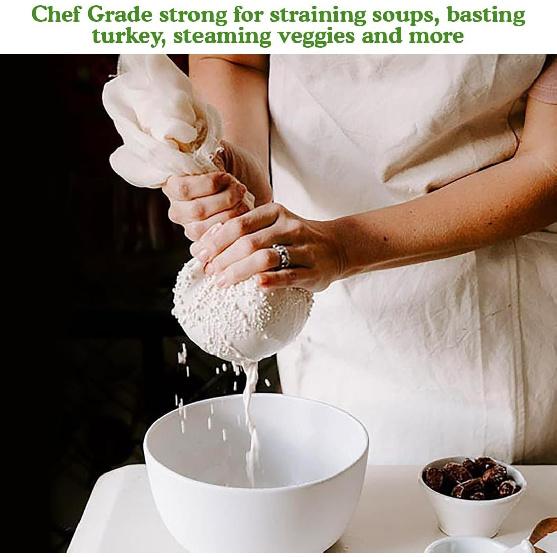 Regency Wraps Chef-Grade 100% Cotton Cheese Cloth 36"X72" (2yds), Bleach & Dye Free, Food Safe For Cooking, Straining, Roasting Turkey, Durable