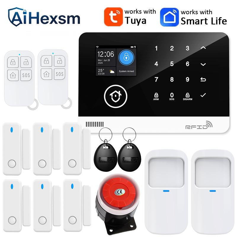 Tuya Smart WiFi GSM Home Security Pet PIR Alarm System RFID APP Control Wireless Solar Siren Outdoor Camera Volume Adjustable