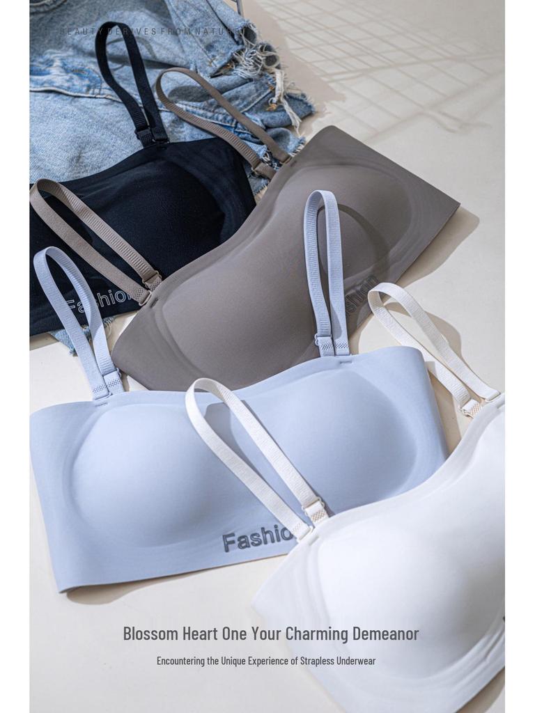 Seamless Push-Up Strapless Bandeau Bra for Women - Anti-Slip, Non-Drop, Backless Design, Enhances Small Chest