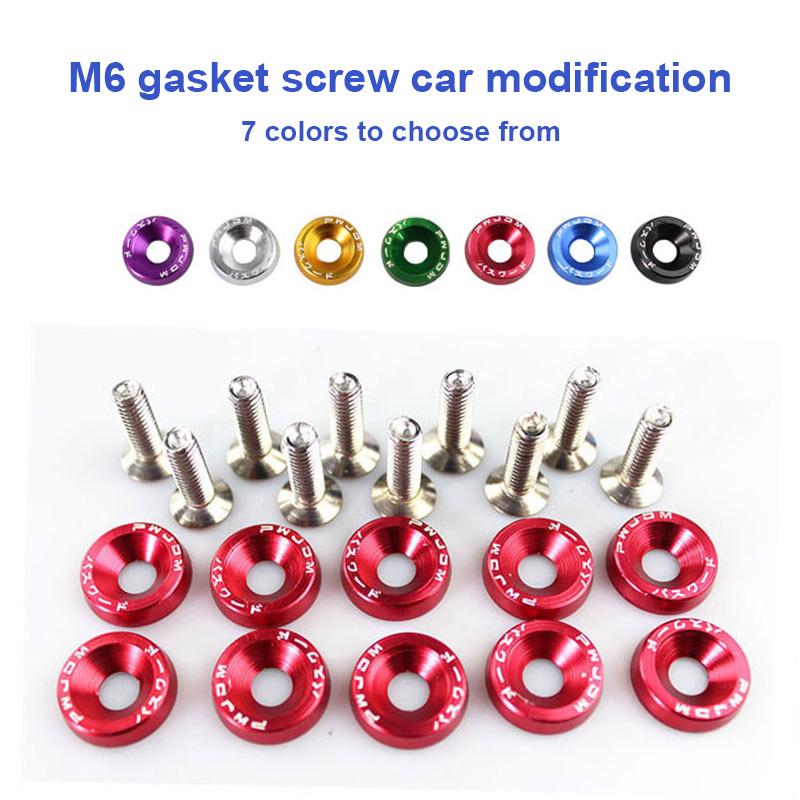 20 шт. Автомобильная заготовка, алюминиевая шайба бампера, винты из нержавеющей стали, комплект для двигателя, алюминиевые винты из нержавеющей стали, автомобильная защита