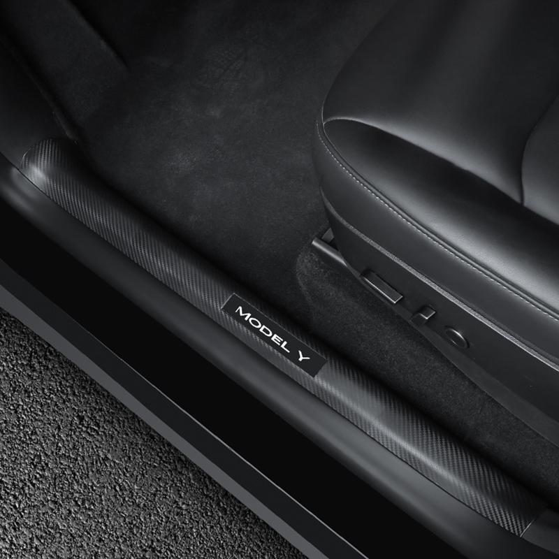 Для Tesla Model Y Защитные накладки на пороги передних и задних дверей Накладка на педали из углеродного волокна ABS для защиты от грязи Аксессуары для Tesla