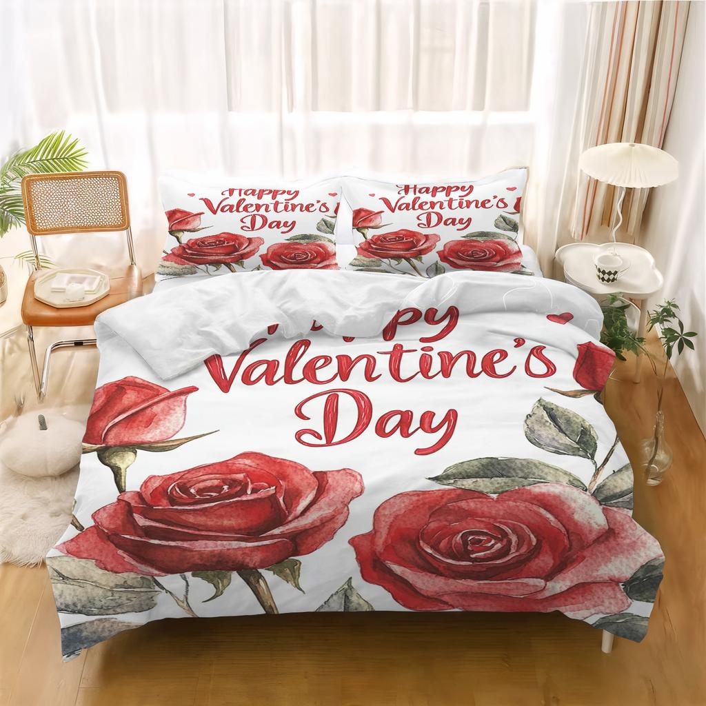 Rose FLower Cartoon Duvet Cover Home Printed Pillowcase Set Adult Bedroom Children Comforter Bedding