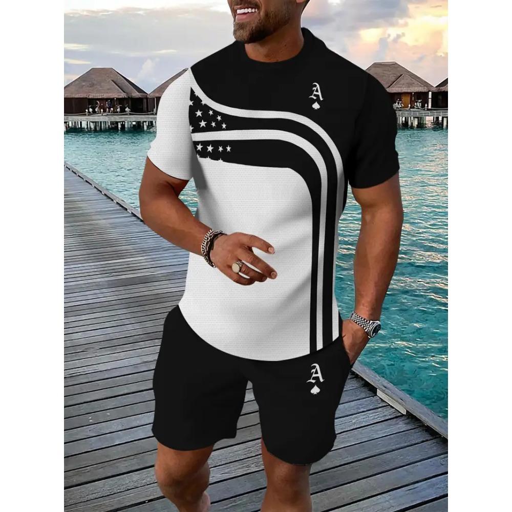 Мужской комплект: футболка и шорты с 3D принтом Королевской Короны, повседневный гавайский комплект