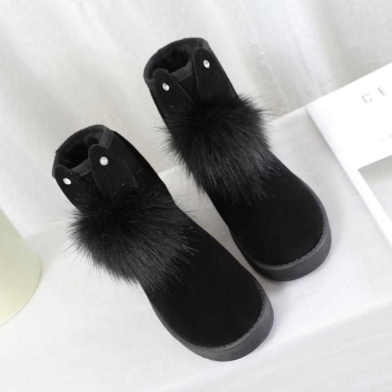 Order A Size Up Rabbit Ears Soft Snow Boots Women Winter Warm Plush Ankle Booties Female Fashion Slip On Cotton Shoes