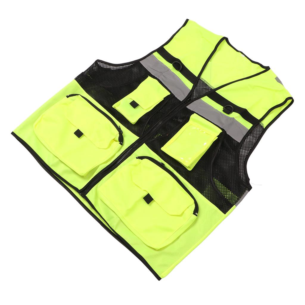 Светоотражающий жилет безопасности, светоотражающий жилет высокой видимости с двумя карманами, размер L, светящийся жилет для