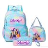 Трехкомпонентный набор K-pop Девушка-Охотник на Демонов Цветной Школьный Рюкзак Сумка для Ланча Пенал Подарочная Коробка