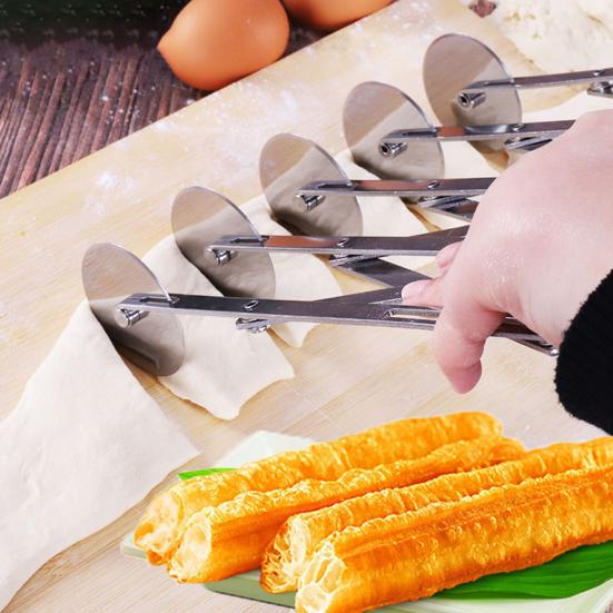 Pizza Hob Stretchable Non-rusting 2 Heads 37748 Wheels Stainless Steel Pastry Cutting