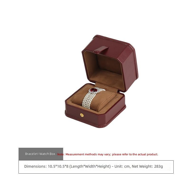 Wonderful Pack High-Grade Leather Hand-sewn Square Luxury Jewelry Packaging Box for Rings Necklaces Bracelets Watches Storage