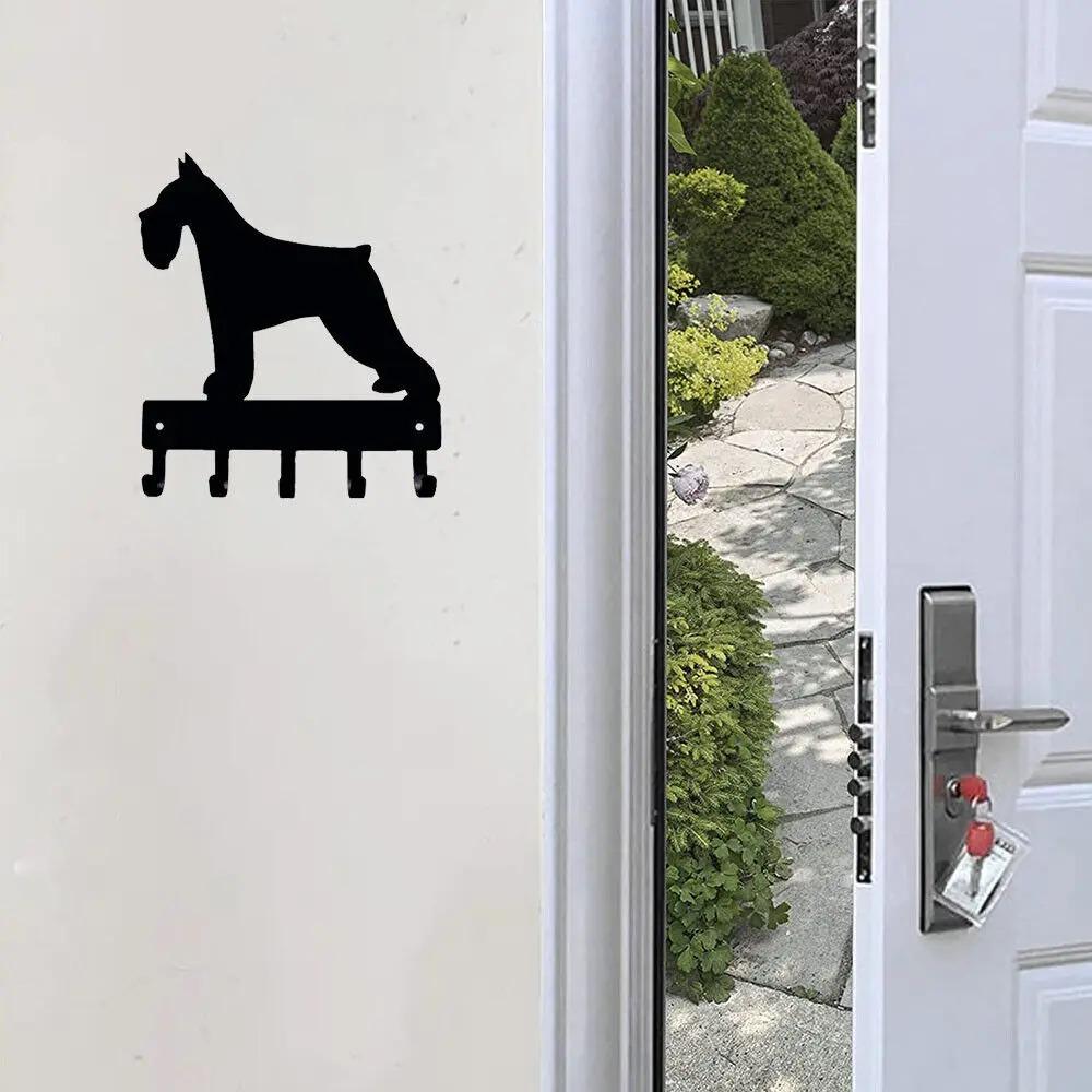 Miniature Schnauzer Dog Key Hooks - Metal Wall Art Coat Rack