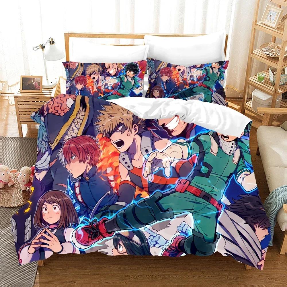 Anime Printed My Hero Academia 3D Duvet Cover Bedding Set Comforter Linen Pillowcases Home Decor Single Double Twin King Queen