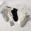 Breathable Kawaii Shallow Socks Stripe Bow Boat Socks Korean Style Short Tube Socks  Warm