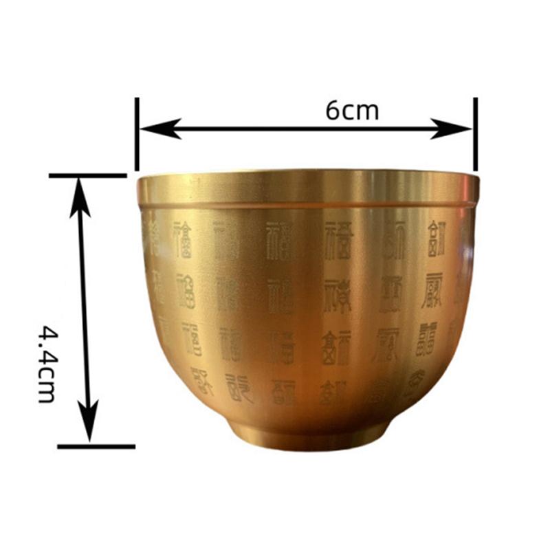 Gold Feng Shui Hundred Blessings Bowl Fine Workmanship Meaningful Gifts Copper Materials Exquisite Mini Living Room Decoration
