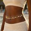 Boho Metal Starfish Shell Waist Chain for Women Summer Beach Sexy Pearl Beaded Belly Chain Bikini Party Vacation Jewelry