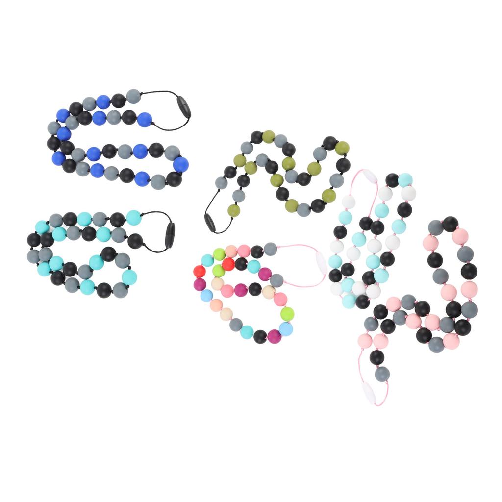 Набор из 2 силиконовых сенсорных ожерелий с регулируемым ремешком, стильное мягкое сенсорное ожерелье против скольжения для детей