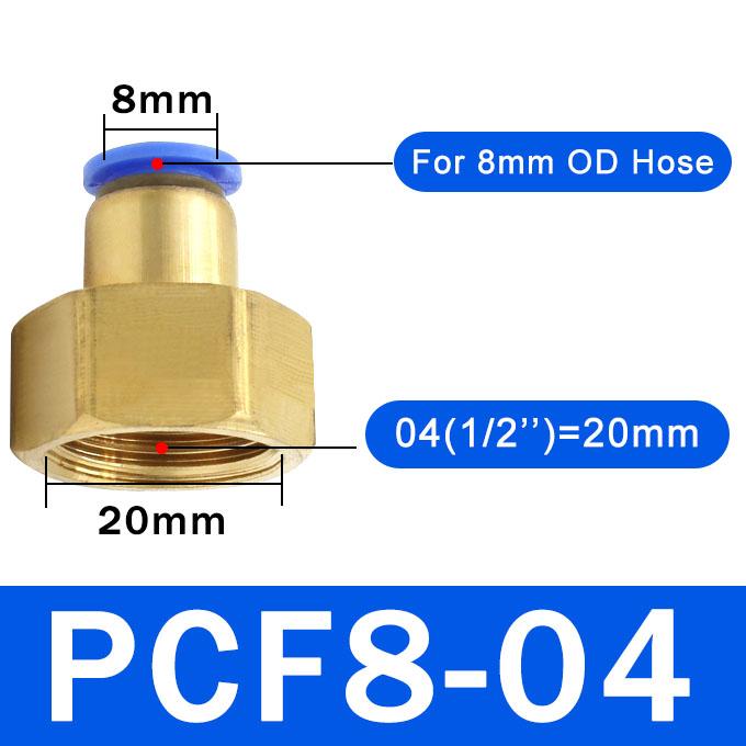 10PCS PCF Pneumatic Air Connector 4 6 8 10 12mm Hose Tube 1/8" 3/8" 1/2" 1/4" BSP Female Thread Brass Quick Pipe Joint Fitting Fuel System Fittings7