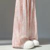 Pink Tie-dye Hollow Wide-leg Pants for Women In Summer Thin New High-waist Drooping Casual Wind and Ice Silk Cool Pants