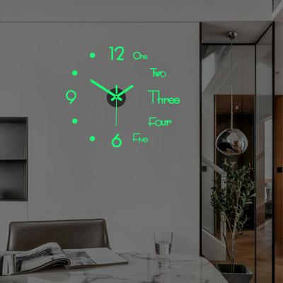 1PC Nordic Luminous Silent Wall Clock, Креативные часы для украшения спальни, Акриловые цифровые часы, настенные наклейки-часы